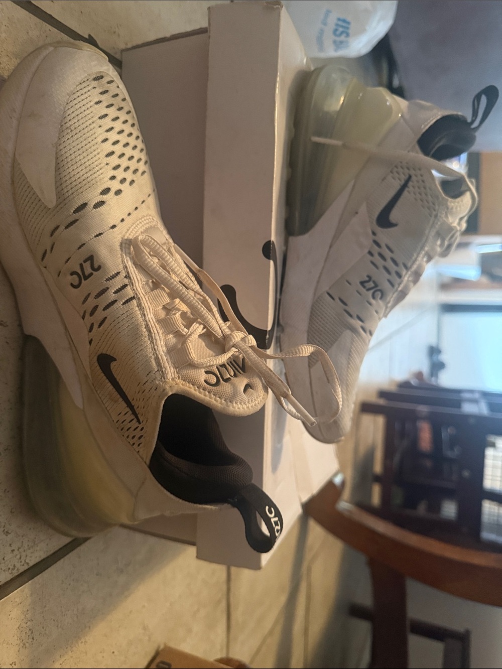 Nike White and Black Air Max 270 Sneakers